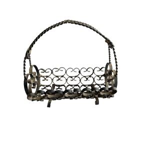 Vintage Wrought Iron Basket‎ with Handle Rustic Farmhouse Style